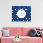 Shooistars Navy Blue Waterverf Monogram Canvas Afdruk (Insitu (Woonkamer))
