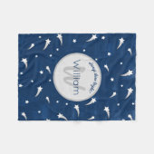 Shooistars Navy Blue Waterverf Monogram Fleece Deken (Voorkant (Horizontaal))
