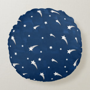 Shooistars Navy Blue Waterverf Rond Kussen