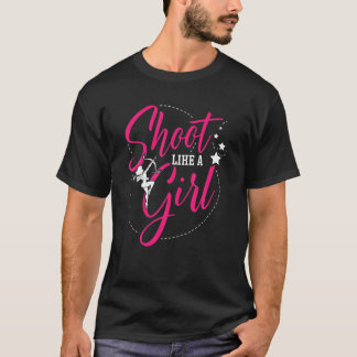 Shoot als een meisje voor een grappige arcering t-shirt