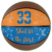 Shoot voor de Stars Blue Oranje Grey Personalized Basketbal (Voorkant)