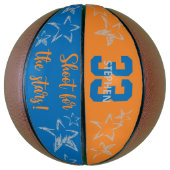Shoot voor de Stars Blue Oranje Grey Personalized Basketbal (Verticaal)