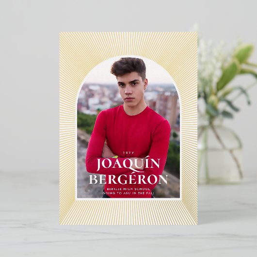 Shooting Star Afstudeerfolie Uitnodiging (Staand Voorkant)