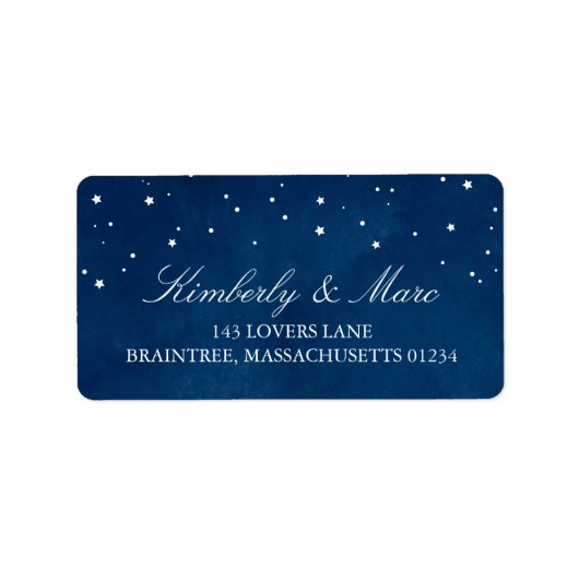 Shooting Star Blue Waterverf Wedding | Adres Etiket (Voorkant)