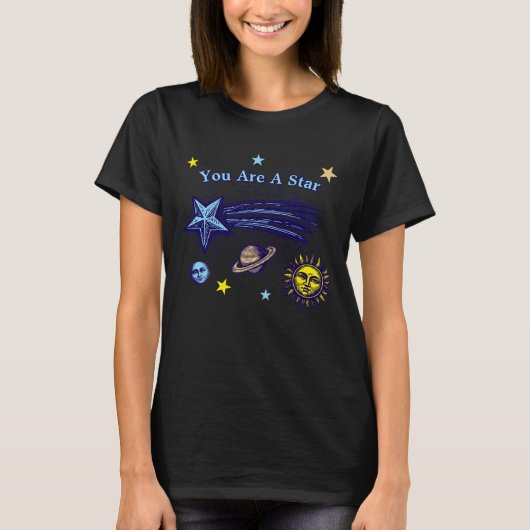 Shooting Star Celestial Art Affirmation Template T-shirt (Voorkant)