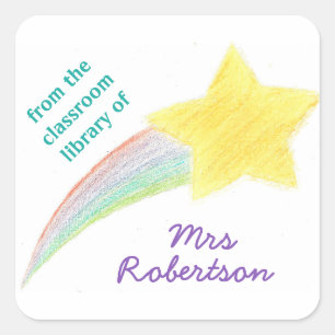 Shooting star gepersonaliseerd boekplaat voor doce vierkante sticker