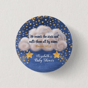 Shooting Star Twin Religieus Baby shower Ronde Button 3,2 Cm