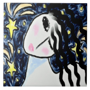 Shooting Stars Abstract digitaal schilderen Tegeltje