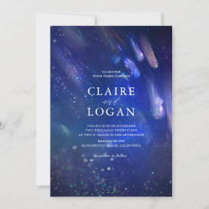 Shooting Stars Celestial Galaxy Wedding Invitation Kaart