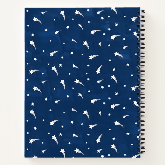 Shooting Stars Navy Blauw Aquarel Schetsboek Notitieboek (Achterkant)