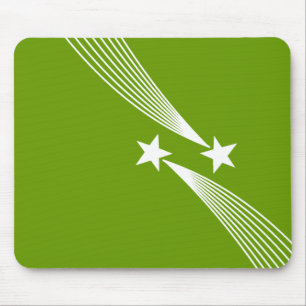 Shooting Stars - White on Green 669900 Muismat