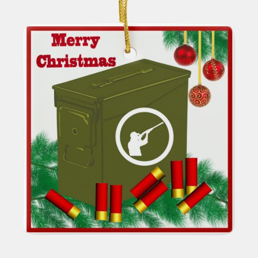 Shootsport Ammo Can Merry Kerstmis Keramisch Ornament (Voorkant)