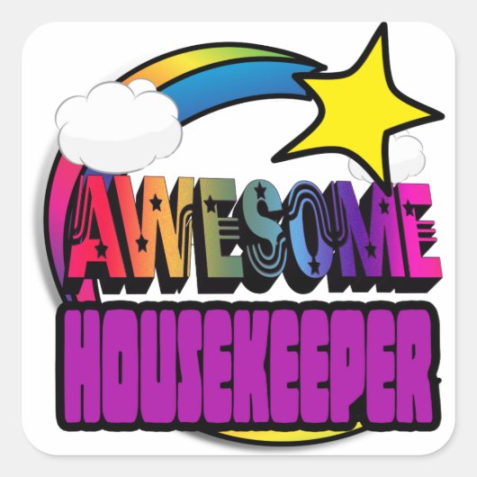 Shootster Rainbow Geweldige Housekeeper Vierkante Sticker (Voorkant)