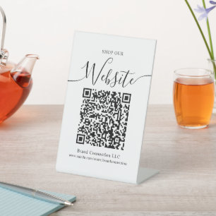 Shop onze website QR Code Bedrijfsnaam Reclamebord Met Voetstuk