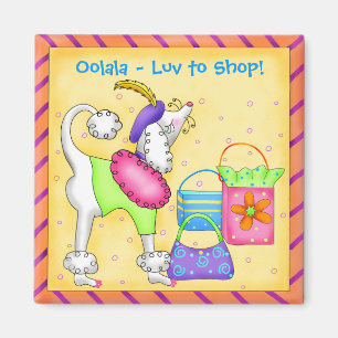 Shopdle Whimsy Dog Art Yellow Magneet
