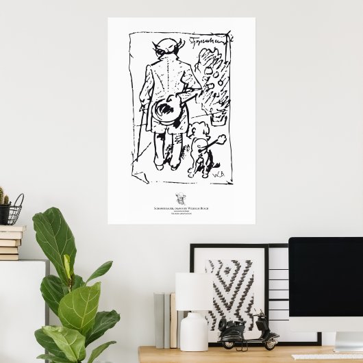 Shopenhauer with dog, by Wilhelm Busch Poster (Thuiskantoor)
