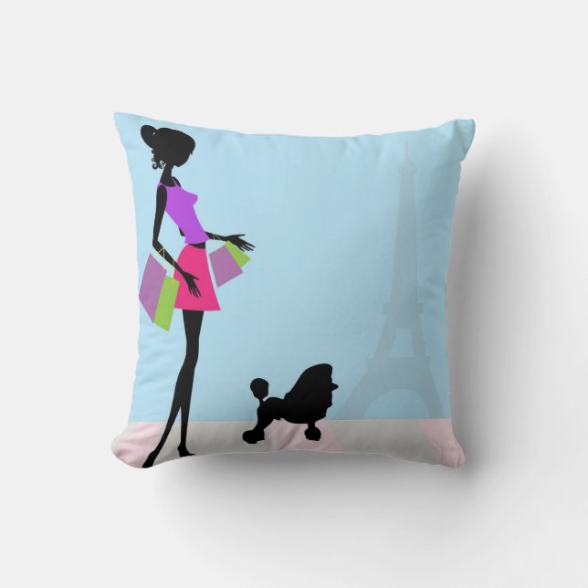 Shopping à Paris Coussin décoratif (Recto)