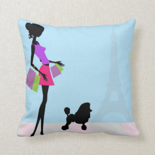 Shopping à Paris Coussin décoratif