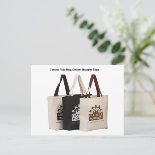 Shopping Bag, Canvas Canvas tas, Grocery Bag Briefkaart (Staand voorkant)