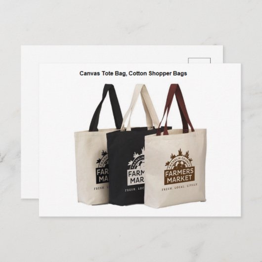 Shopping Bag, Canvas Canvas tas, Grocery Bag Briefkaart (Voorkant / Achterkant)