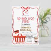 Shopping Birthday party Invitation (Debout devant)