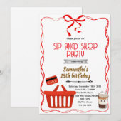Shopping Birthday party Invitation Kaart (Voorkant / Achterkant)