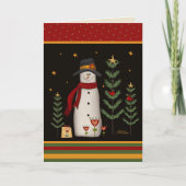 Shopping Cardinaux Snowman Carte de Noël (Devant)