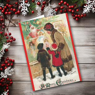 Shopping de fenêtre avec la carte de Noël Vintage 
