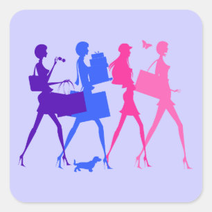 Shopping Divas Vierkante Sticker