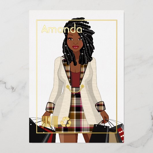 Shopping Fille Anniversaire Foil Invitation (Recto)