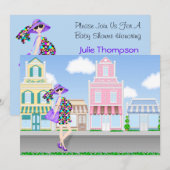 Shopping maman enceinte Baby shower Invitation (Devant / Derrière)