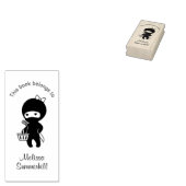 Shopping Ninja Girl Bookplate Rubberstempel (Gestempeld)