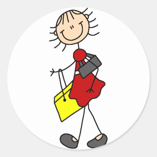 Shopping Stick Figuur Lady Sticker (Voorkant)