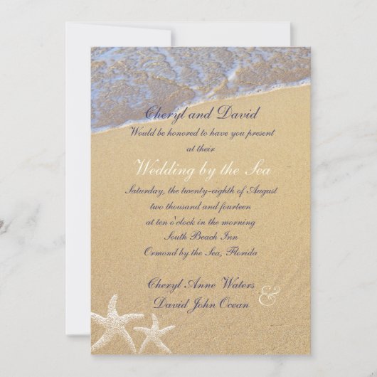 Shore Love Beach Threaded Custom Wedding Invitatio Kaart (Voorkant)