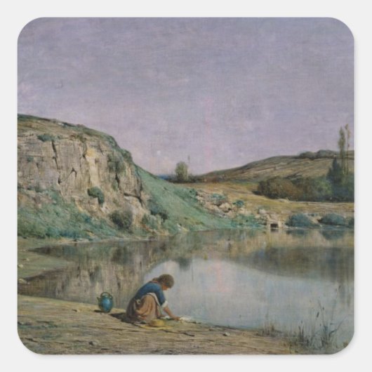 Shore of Lake Bourget Vierkante Sticker (Voorkant)