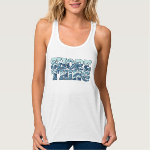 Shore Thing Retro Blauwe Oceaangolven Surf Grafi Tanktop