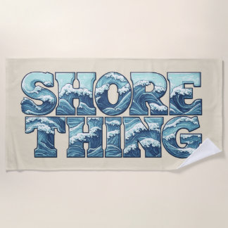 Shore Thing | Retro Grafische Blauwe Oceaan Golven Strandlaken