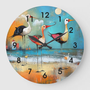 Shorebirds, grillige illustratie, grote klok