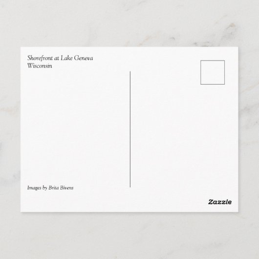 Shorefront van het meer van Genève, Briefkaart van (Achterkant)