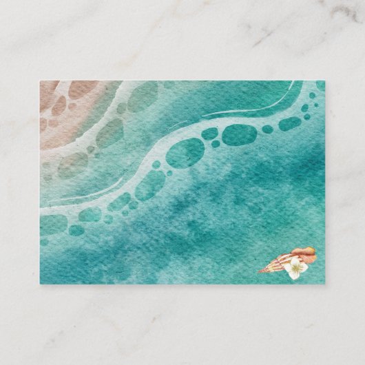 Shoreline Dreams Waterverf Strand Bruiloft RSVP Informatiekaartje (Achterkant)