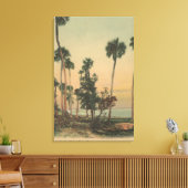 Shoreline uitzicht van de Indiase rivier met palmb Canvas Afdruk (Insitu (Woonkamer))