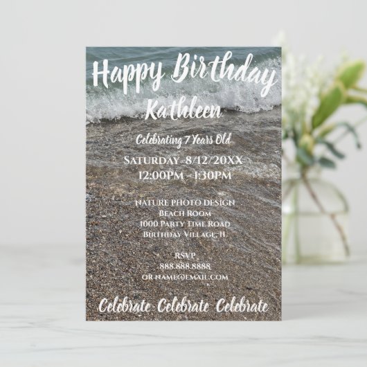 SHORELINE WAVE SAND ANNIVERSAIRE INVITATION (Debout devant)