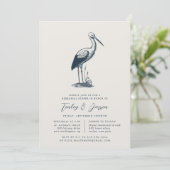 Shorevogel | Elegant Coastal Rehearsal Dinner Kaart (Staand voorkant)