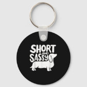 Short And Sy Funny Daschund Dog Lover Quote Sleutelhanger (Voorkant)