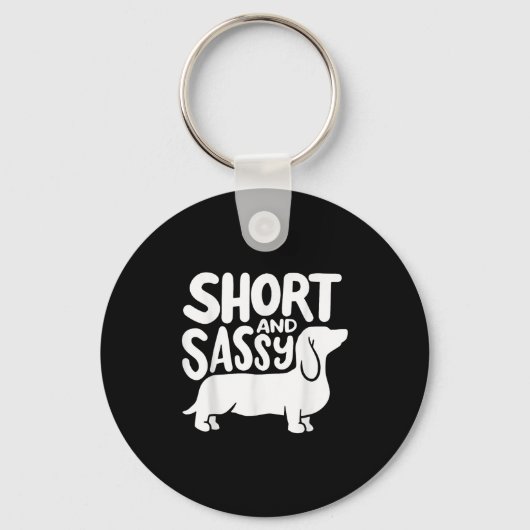 Short And Sy Funny Daschund Dog Lover Quote Sleutelhanger (Voorkant)