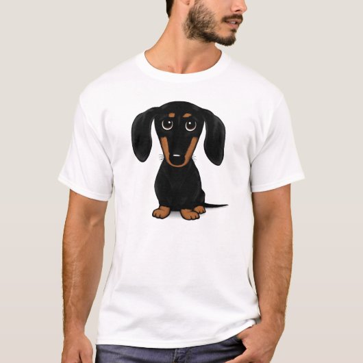 Short Hazard Black en Tan Dachshund T-shirt (Voorkant)