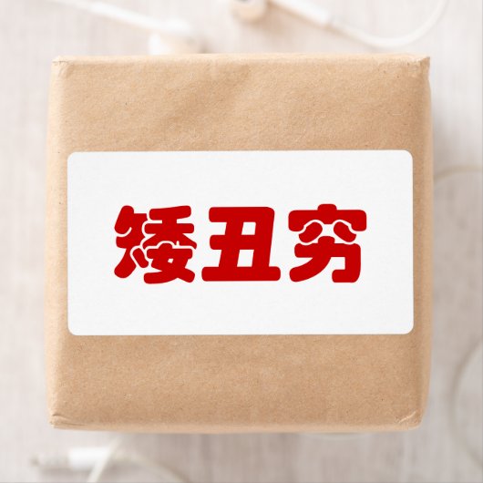 Short, Ugli & Arm 矮丑穷 Chinese Hanzi MEME Etiket (Insitu)