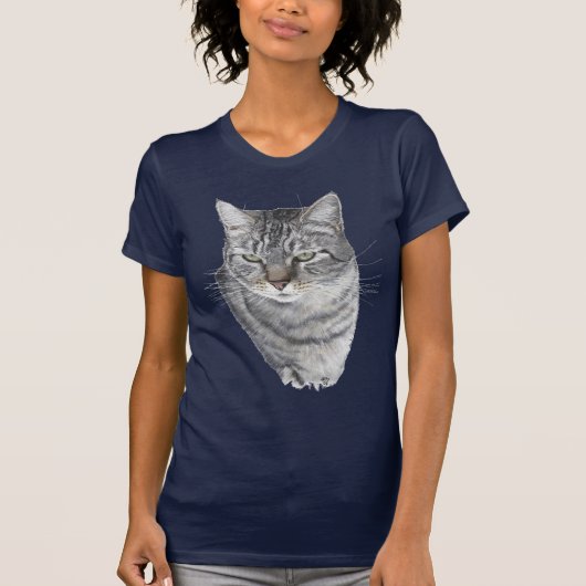 Shorthair Tabby Cat Head Studie T-shirt (Voorkant)