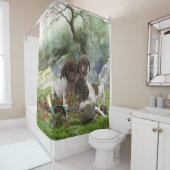 Shorthaired Pointer schattige puppies Douchegordijn (In situ)