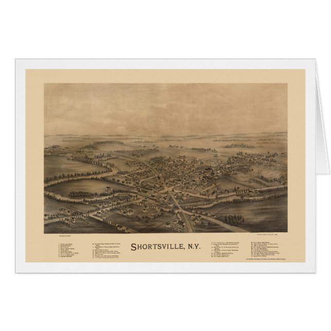 Shortsville, carte panoramique de NY - 1892 (Devant horizontal)